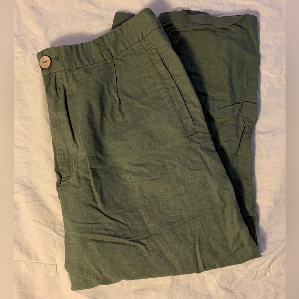 Grae Cove - Linen cropped pants - Army Green - XXL - NWOT